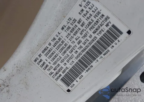 2005 Honda Cr-V Se из США, поврежденный, VIN SHSRD78945U300925